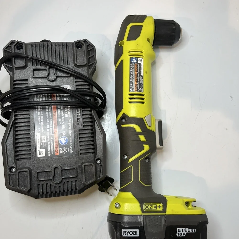 Ryobi 18-Volt ONE+ 3/8 in. P241 Right Angle Drill, Battery, and Charger